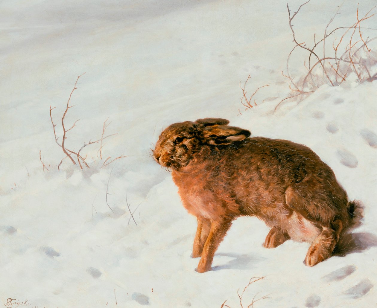 Lièvre dans la neige, 1875 - Louis Ferdinand von Rayski