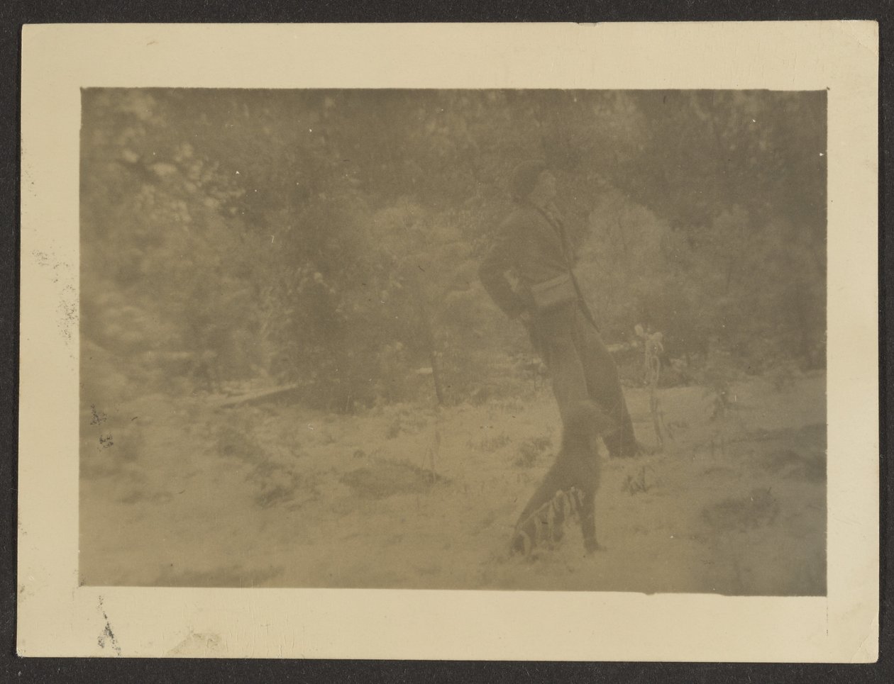 [Jeune homme avec chien dans un champ] - Louis Fleckenstein