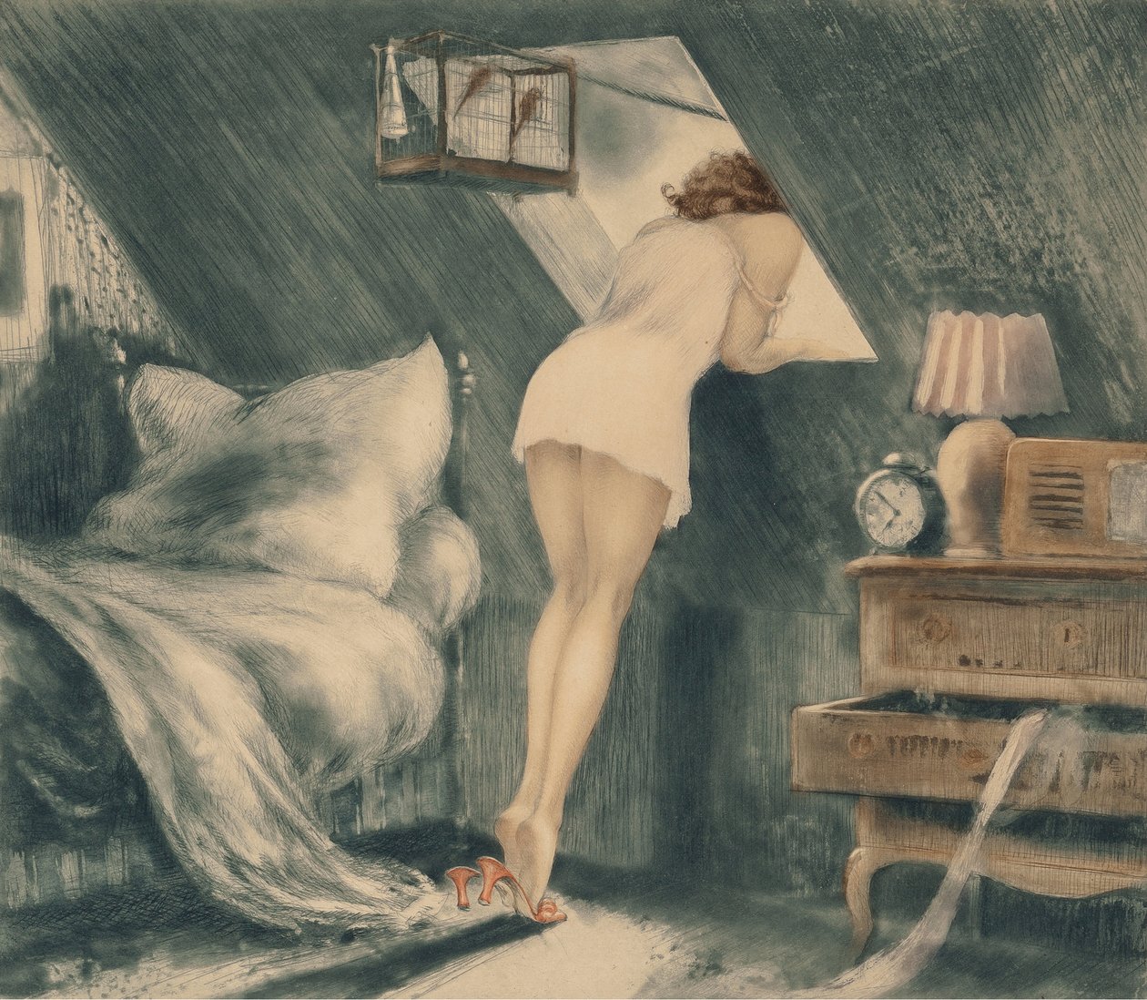 Chambre mansardée - Louis Justin Laurent Icart