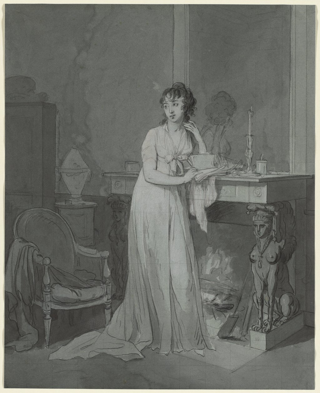 Femme devant une cheminée - Louis Leopold Boilly
