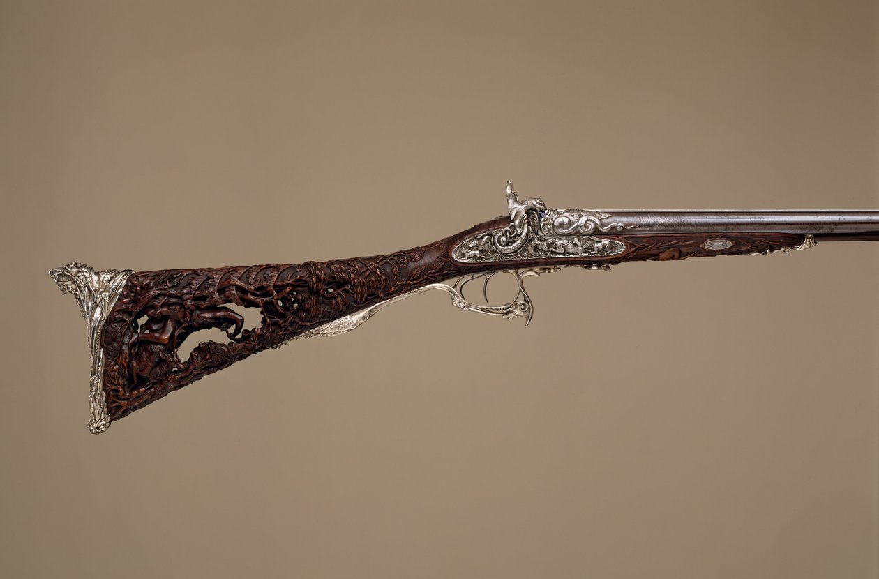 Fusil à percussion à double canon, français, Paris, daté 1854 - Louis Perrin
