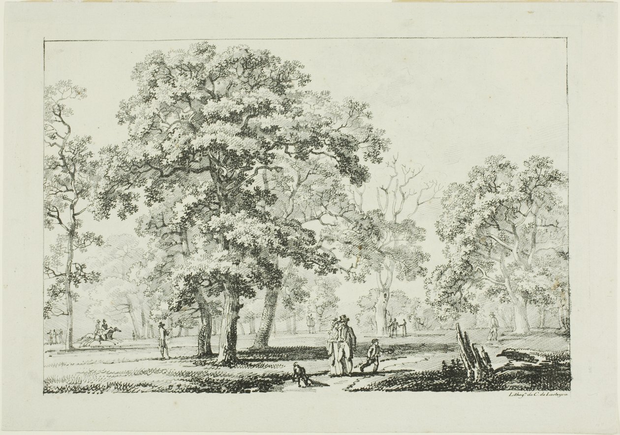 Personnes marchant dans un bois - Louis Pierre Baltard