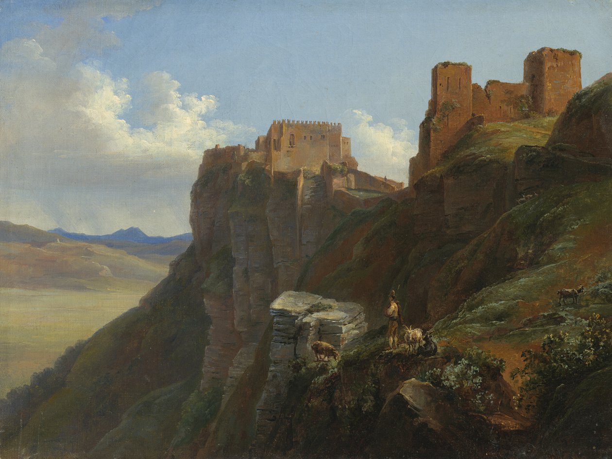 Vue du Castello di San Giuliano, près de Trapani, Sicile, vers 1824-6 - Louise Josephine Sarazin de Belmont
