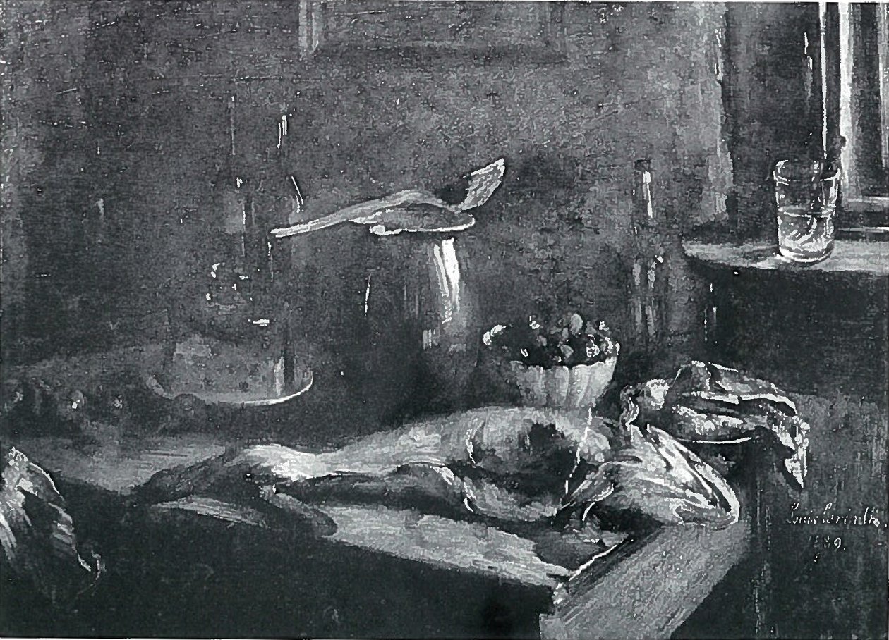 Nature morte avec gâteau, aiglefin et bœuf - Lovis Corinth