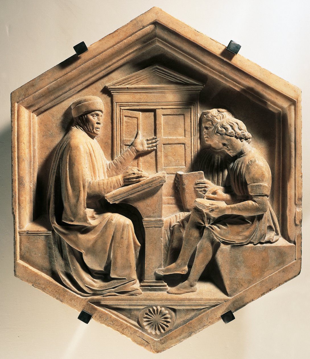 Le savant Priscien enseignant à deux étudiants - Luca Della Robbia