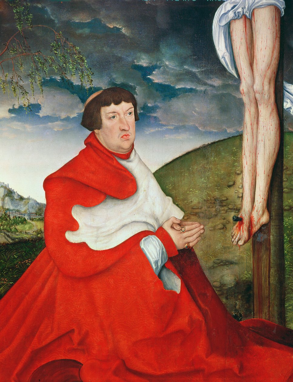 Albert, cardinal électeur de Mayence au pied de la croix (détail) - Lucas Cranach the Elder
