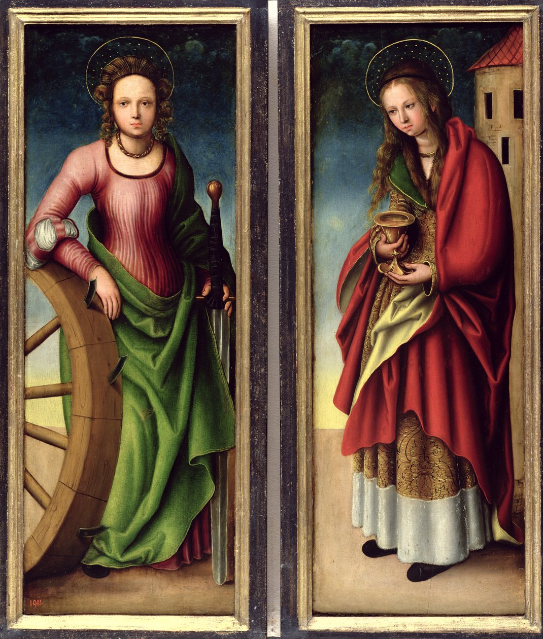 Sainte Catherine et Sainte Barbara, 1510 - Lucas studio of Cranach
