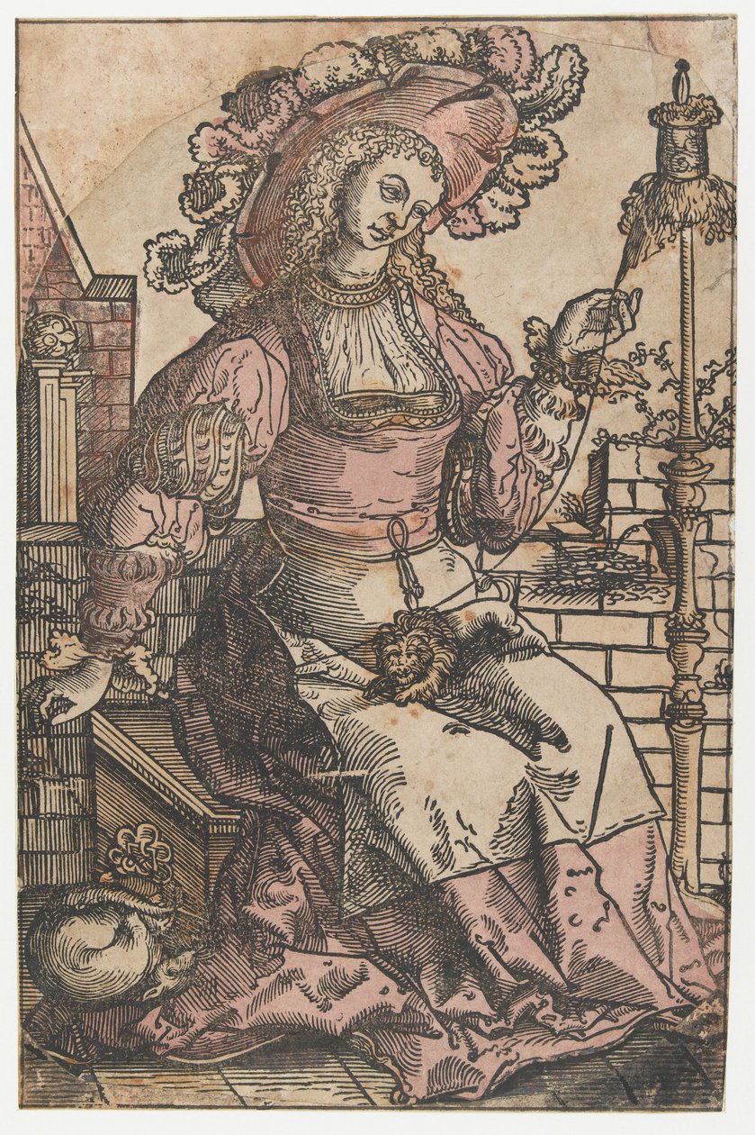 Femme filant - Lucas van Leyden (attributed to)