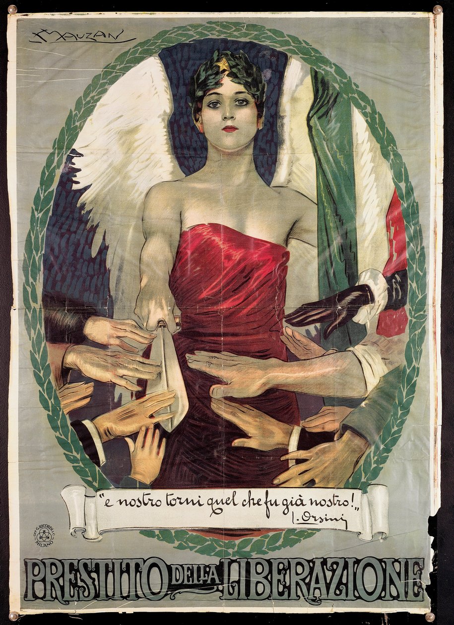 Affiche de prêt de guerre italien de la Première Guerre mondiale - Luciano Achille Mauzan