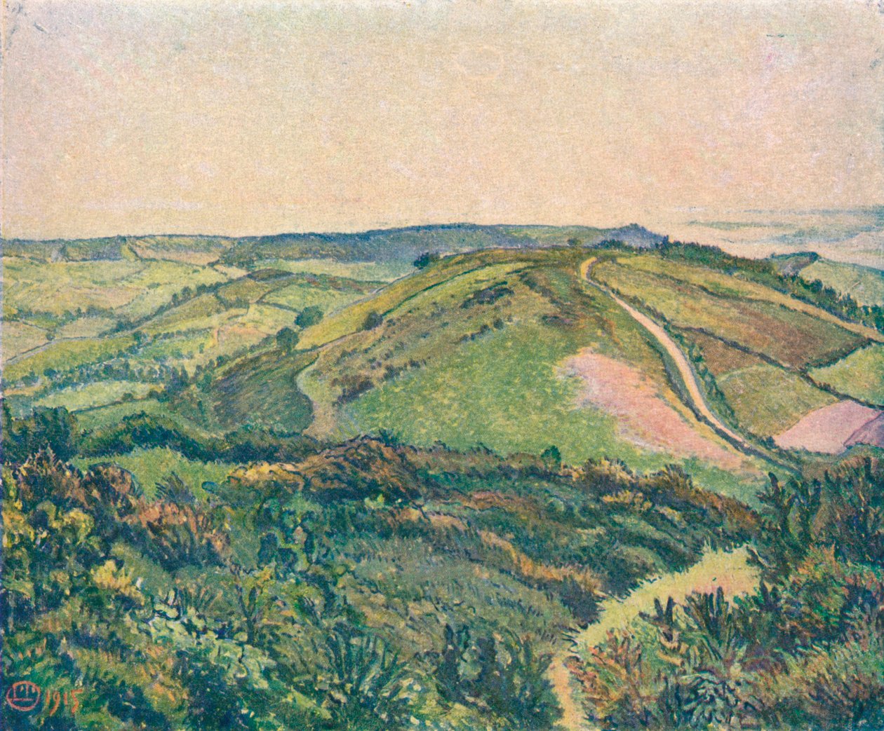 Vue de la colline, Étang à poissons, vers 1913 - Lucien Pissaro
