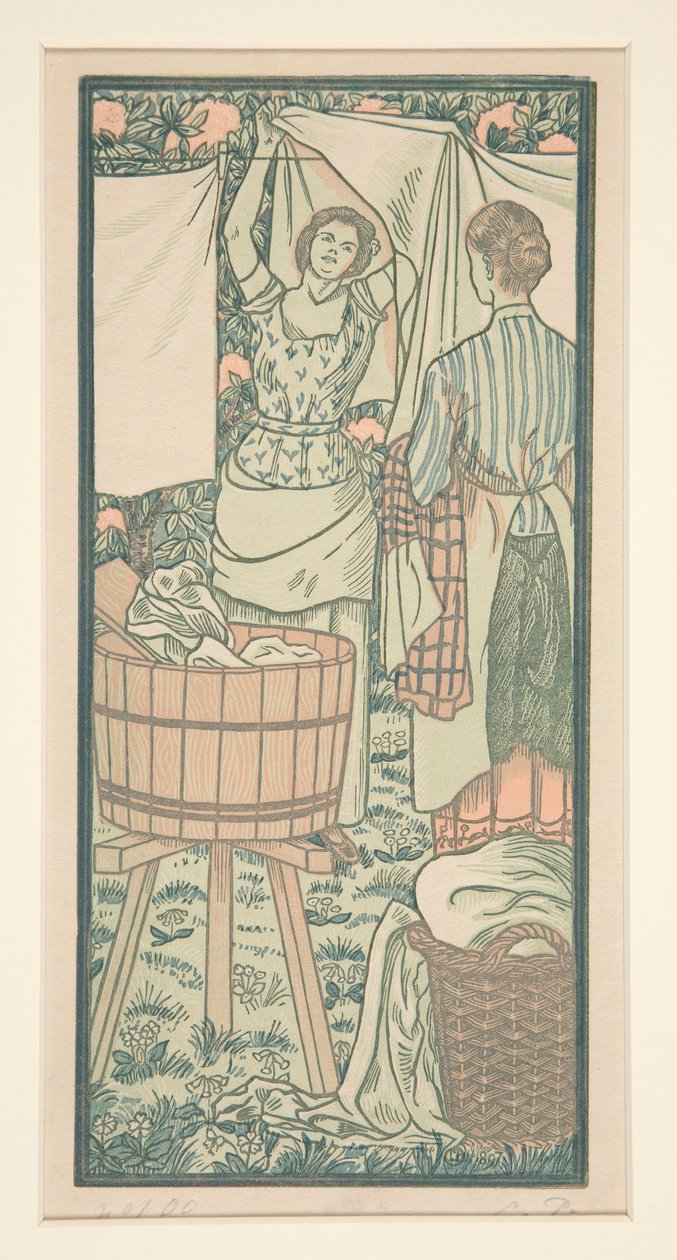 Étendre le linge - Lucien Pissarro
