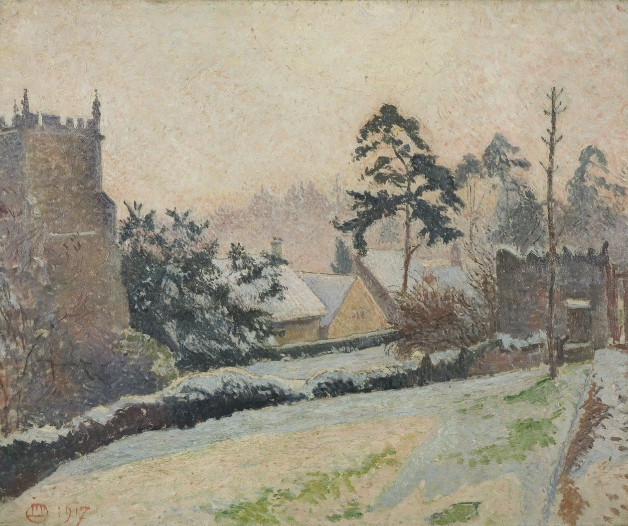 Paysage enneigé à East Knoyle, Wiltshire, Angleterre - Lucien Pissarro