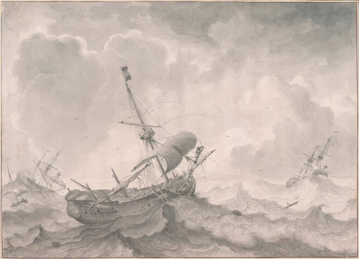 Navires sur mer agitée - Ludolf Backhuysen