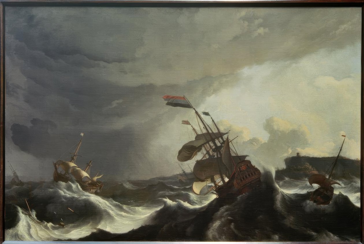 Navires en détresse par forte tempête - Ludolf Backhuysen