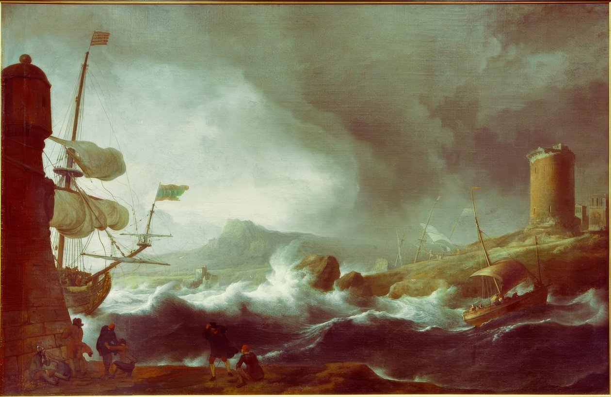 Mer orageuse sur une côte montagneuse - Ludolf Backhuysen
