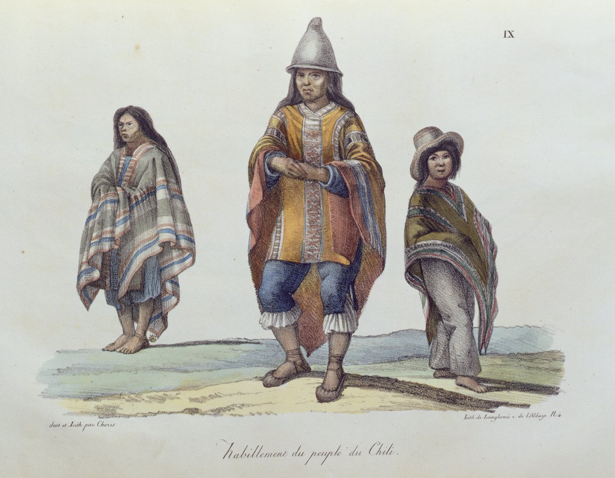 Costume du peuple du Chili, de Voyage Pittoresque Autour du Monde, publié en 1822 - Ludwig Choris