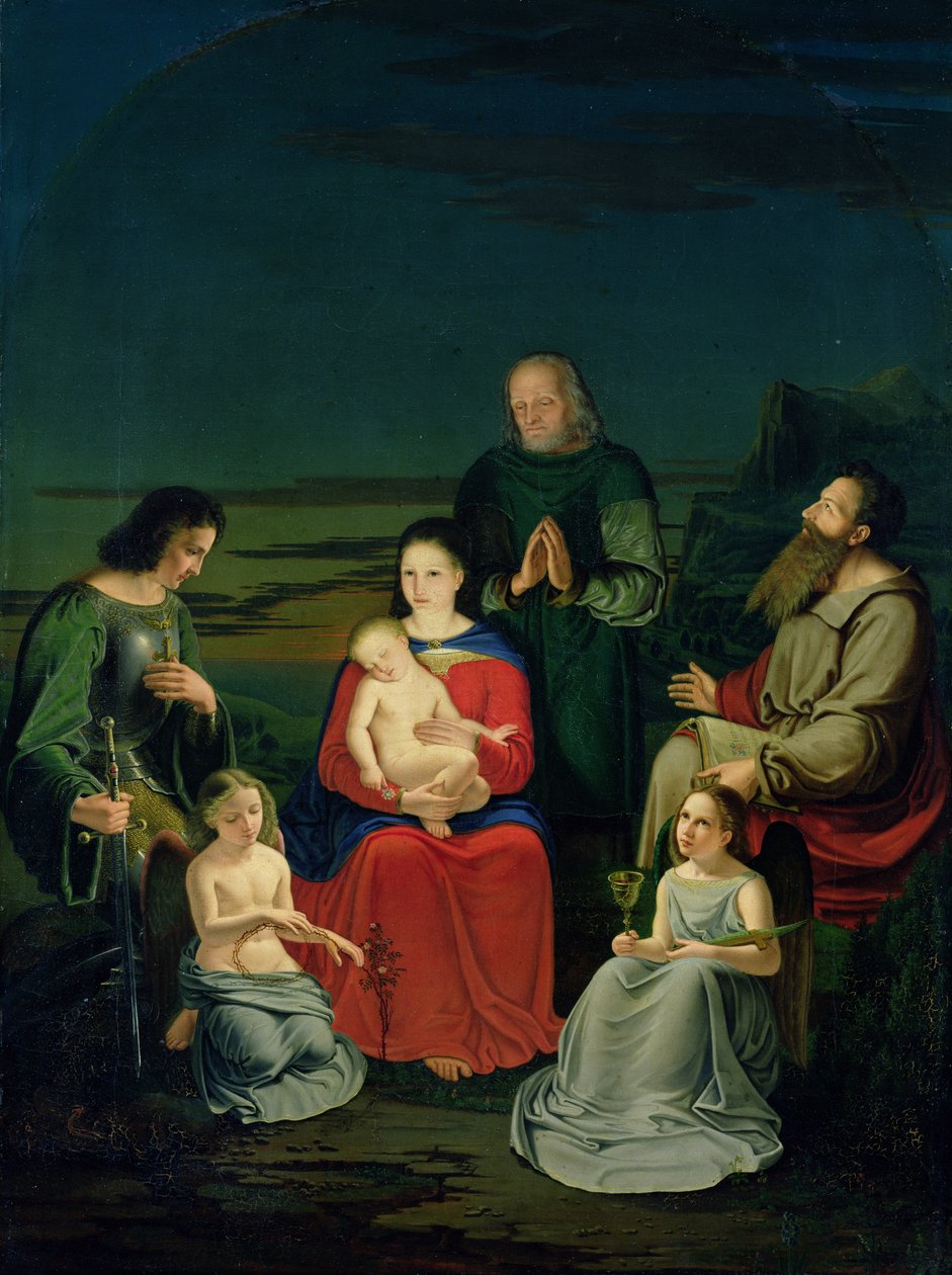 Sainte Famille avec anges et saints, vers 1824 - Ludwig Emil Grimm