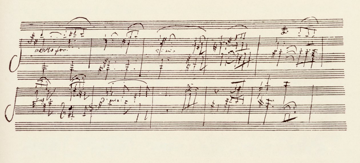 Partie du manuscrit de la Sonate en La de Beethoven, Opus 101 - Ludwig van Beethoven