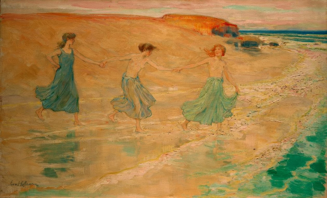 Trois filles sur la plage - Ludwig von Hofmann