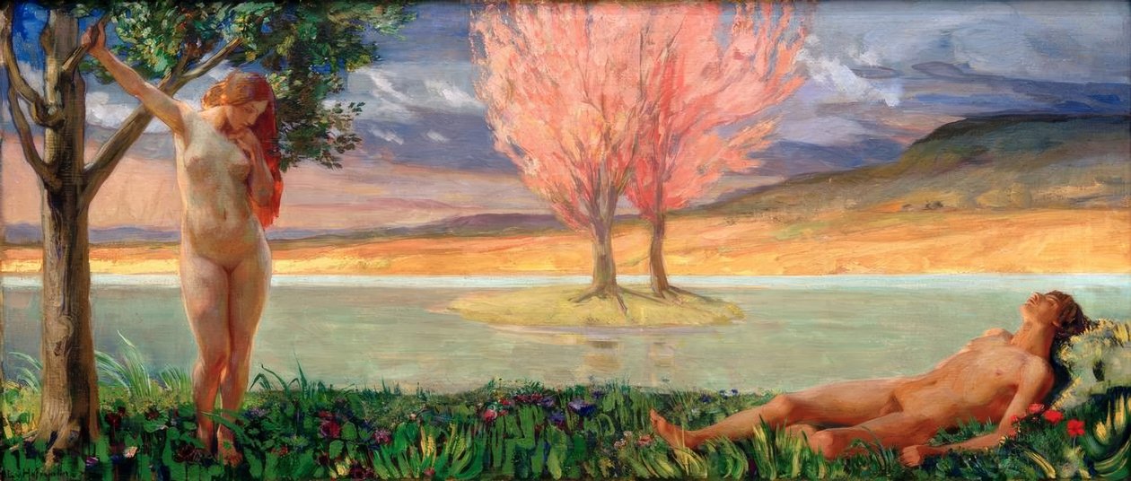 Adam et Ève dans un paysage paradisiaque - Ludwig von Hofmann