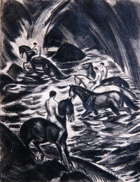 Jeunes à cheval - Ludwig von Hofmann