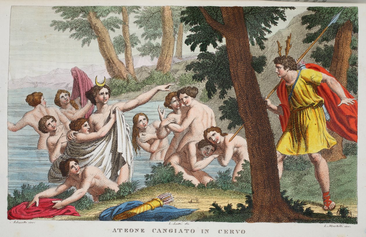 Actéon transformé en cerf, illustration des Métamorphoses d