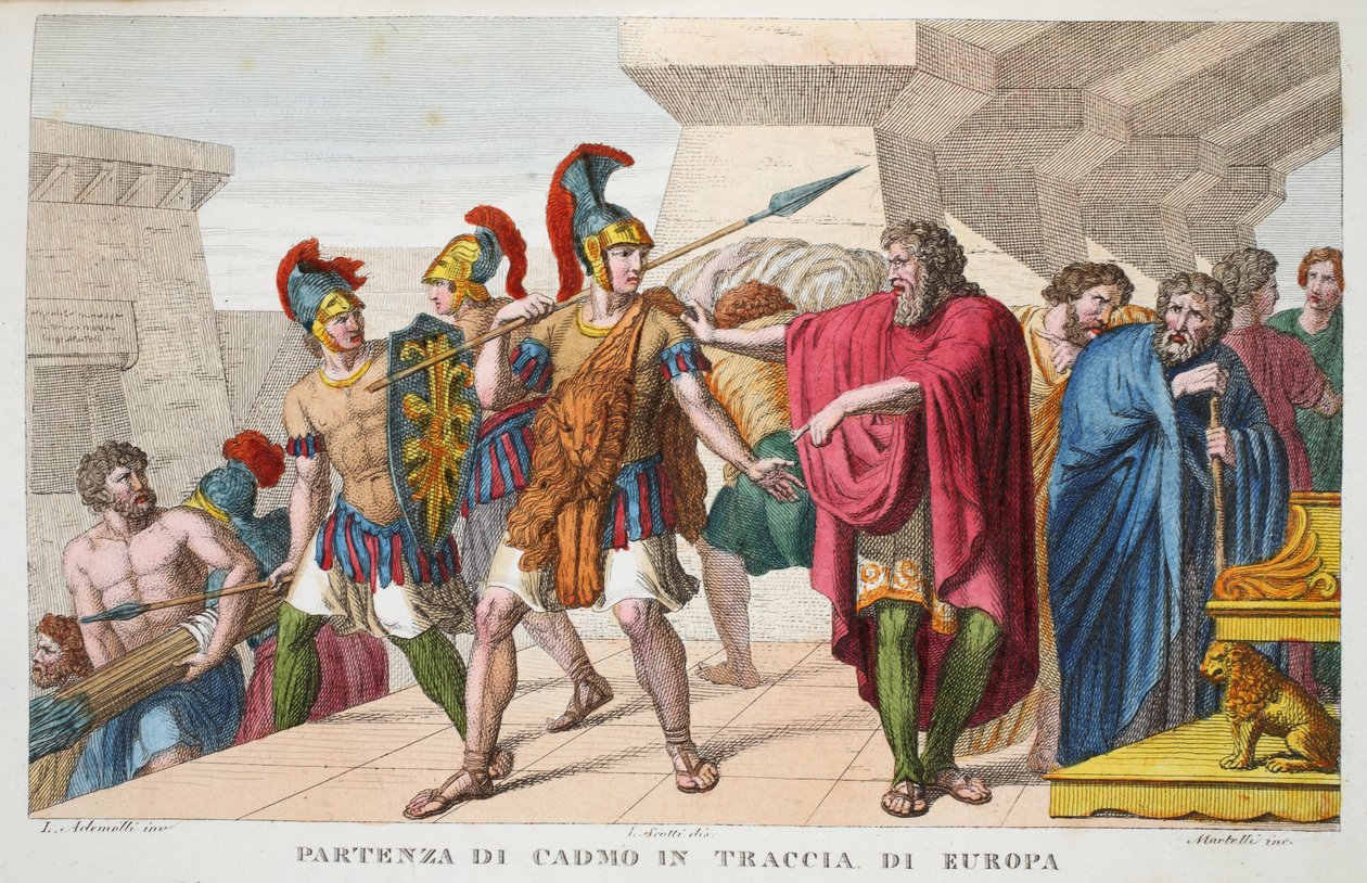 Cadmus part, illustration du livre III des Métamorphoses d