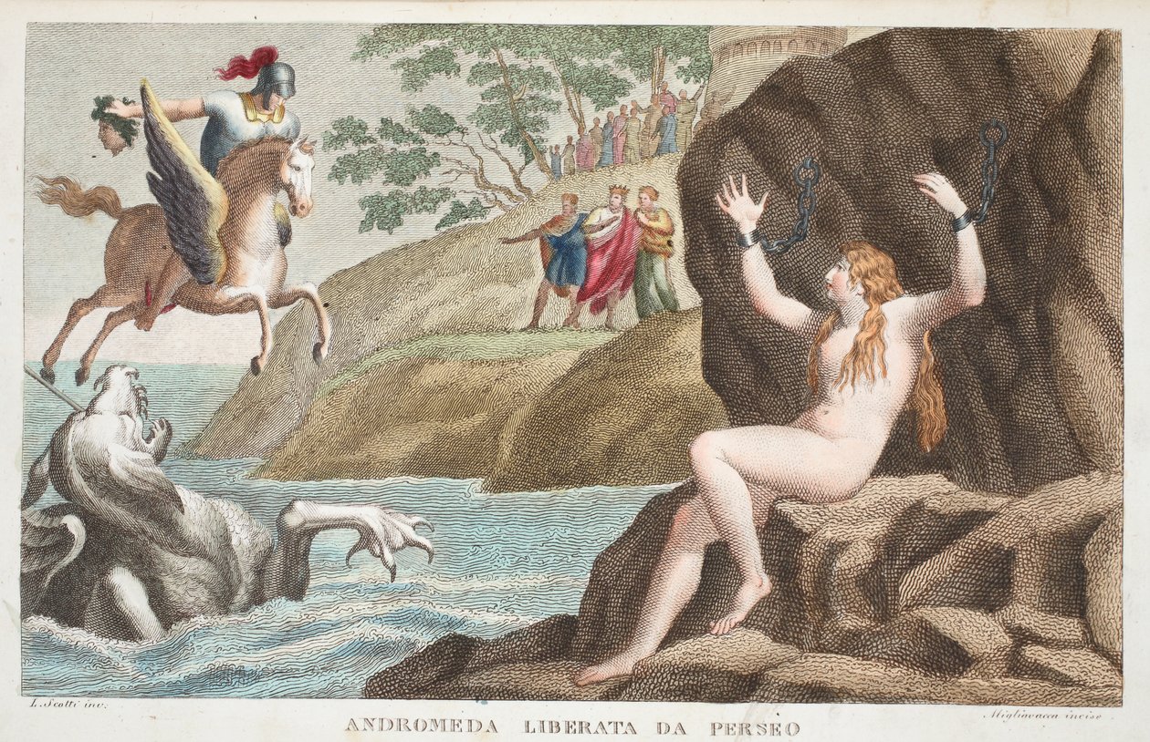 Persée et Andromède ou Andromède libérée par Persée, Livre IV, illustration des Métamorphoses d