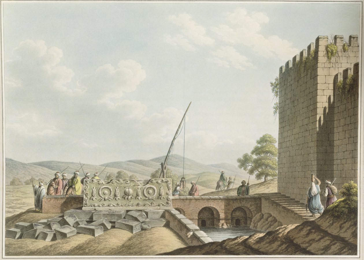 Un sarcophage des tombes des rois, Jérusalem, publié par William Watts - Luigi Mayer