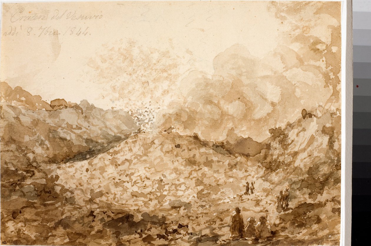 Cratère du Vésuve à Naples (aquarelle) - Luigi Garibbo