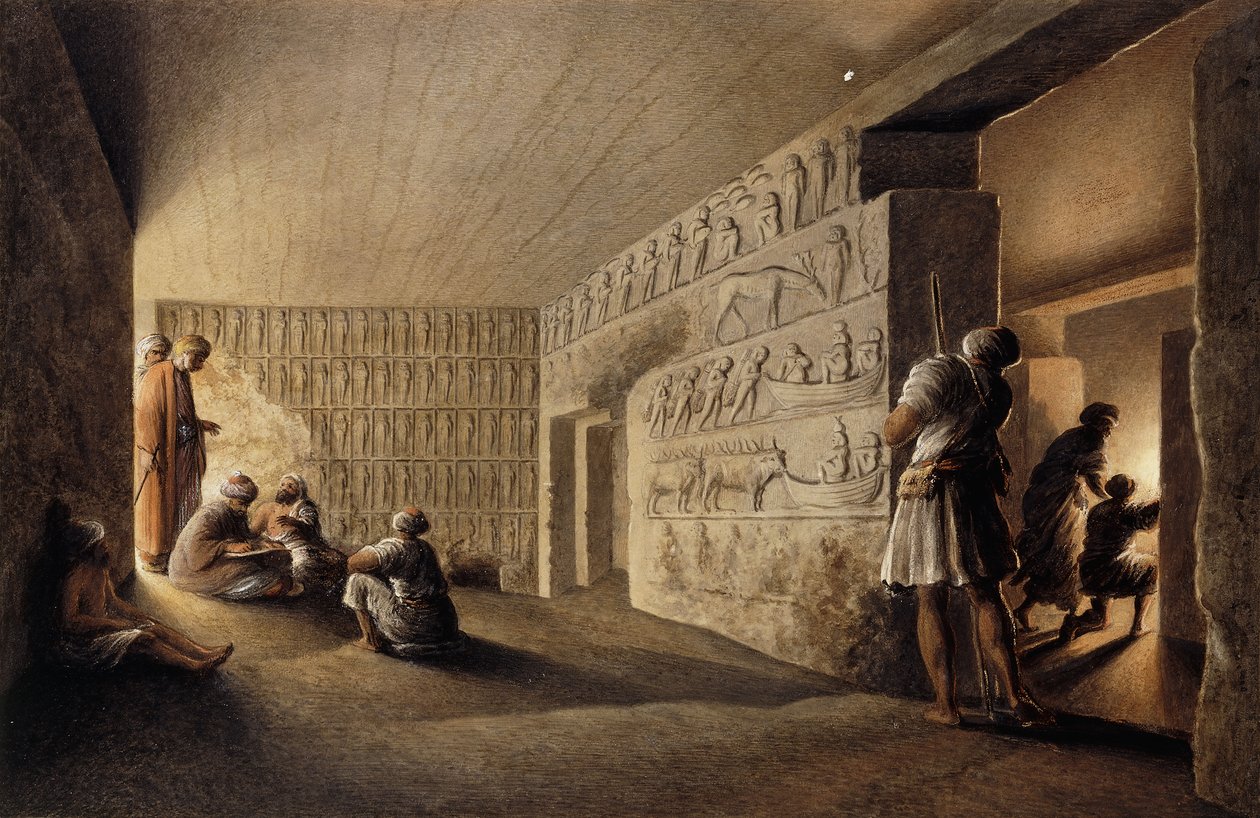 Figures dans des tombes égyptiennes - Luigi Mayer