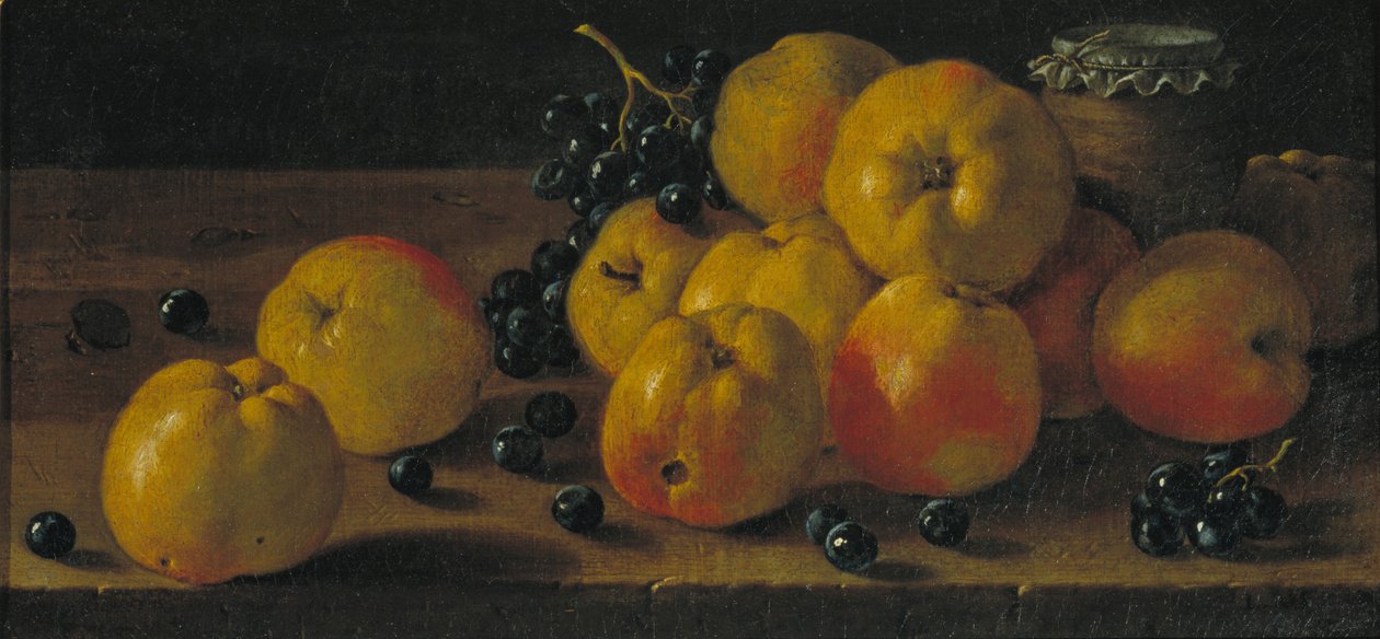 Nature morte avec pommes, raisins et pot de confiture - Luis Egidio Melendez