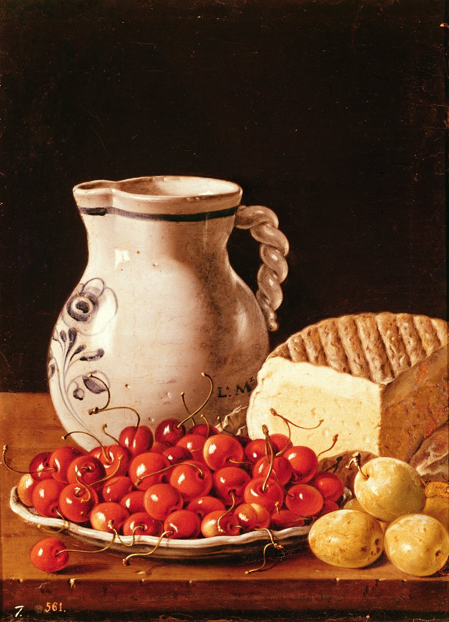 Nature morte avec cerises, fromage et reines-claudes - Luis Egidio Melendez