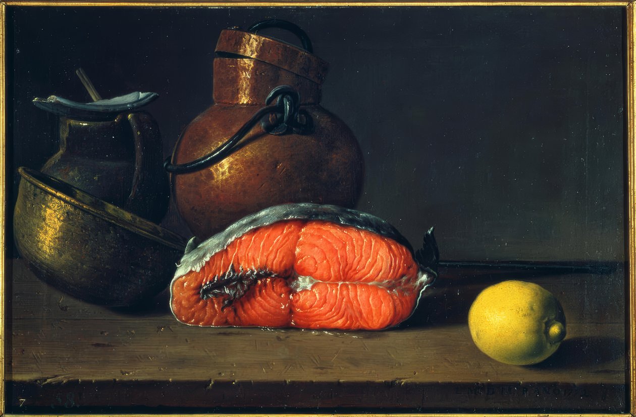 Nature morte au saumon, au citron et aux récipients - Luis Meléndez