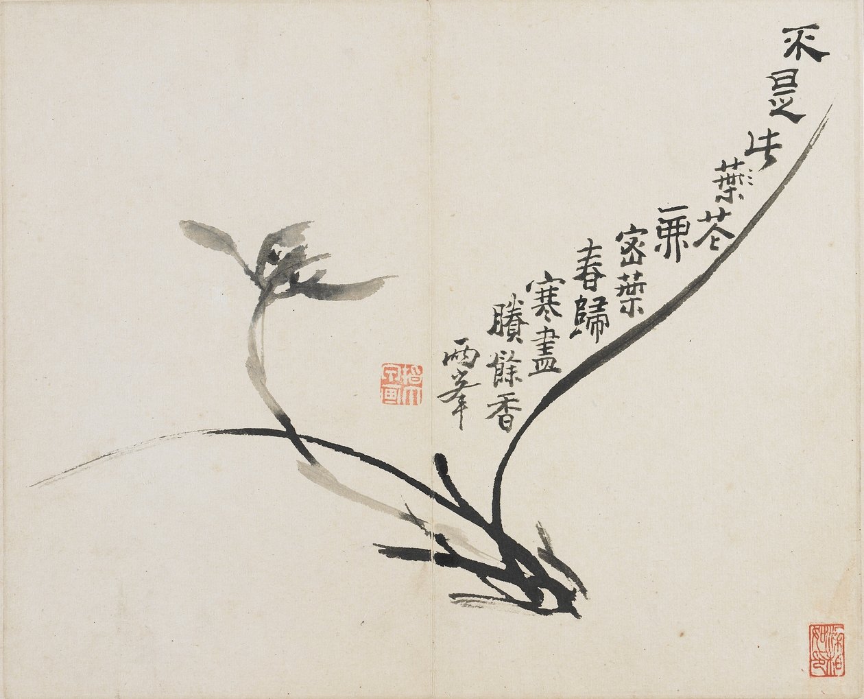 Paysages, fleurs et oiseaux : Orchidée, Dynastie Qing, 1780 - Luo Ping