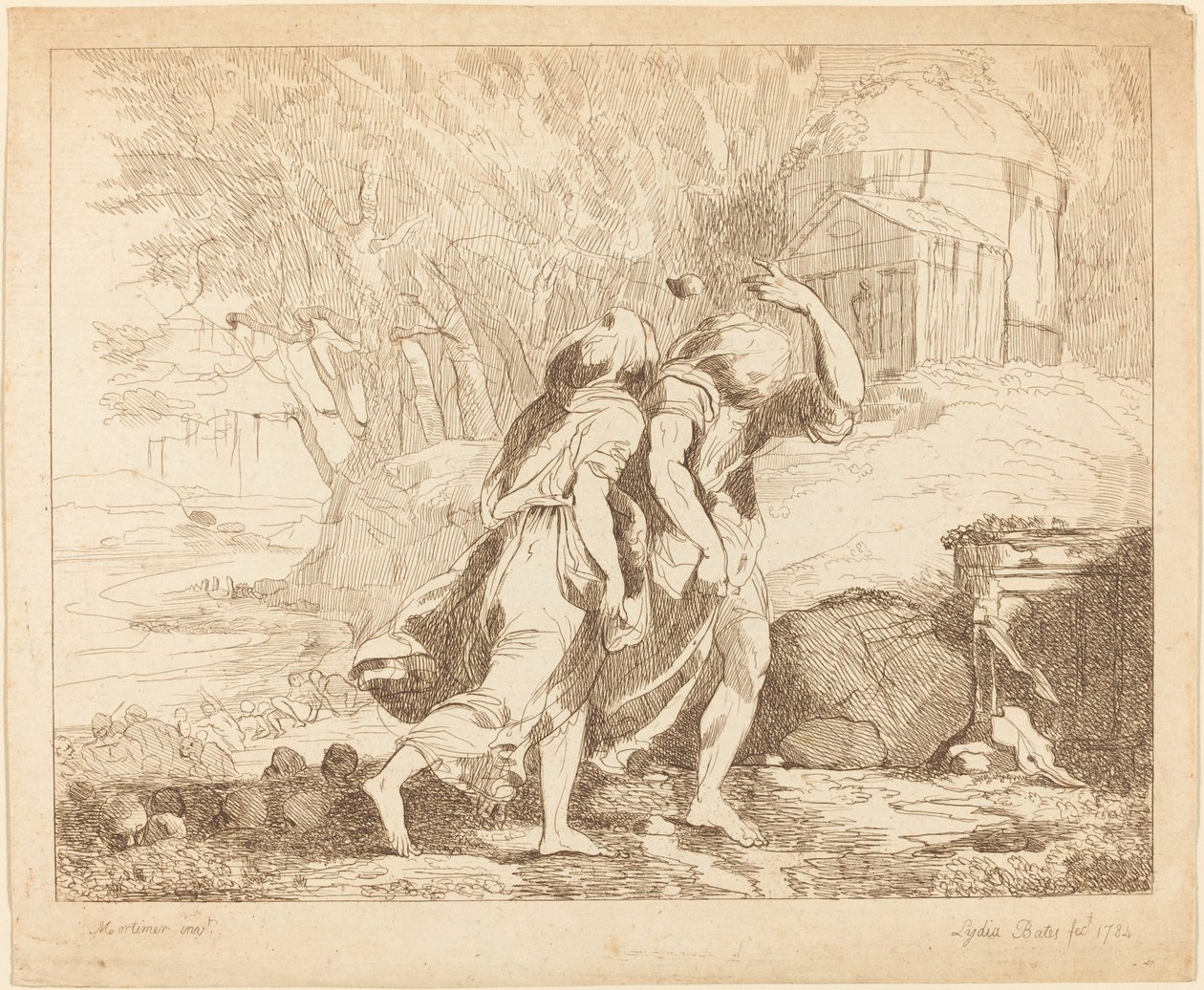 Deux figures fuyant (Atalante et Hippomène ?) - Lydia Bates