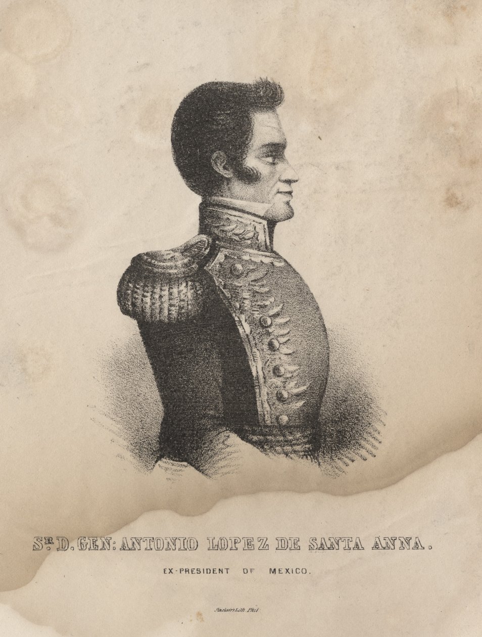 Sr. D. Gen. Antonio Lopez de Santa Anna, lithographie par Thomas Sinclair - M. Schmitz