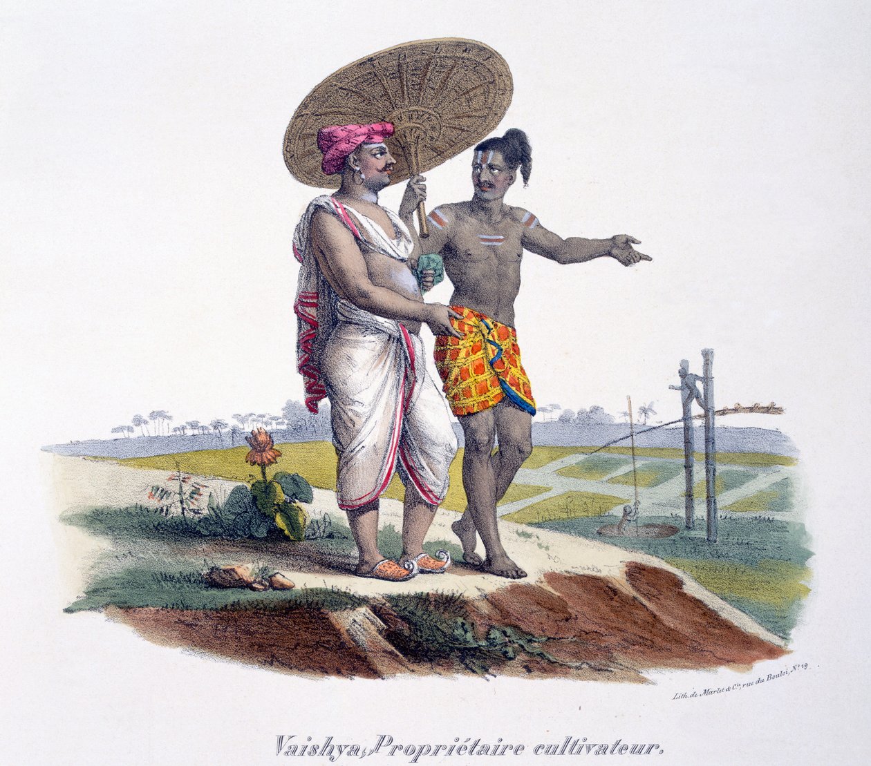 Un homme de la caste Vaishya inspecte sa petite exploitation, 1827-35 - M.E. Burnouf