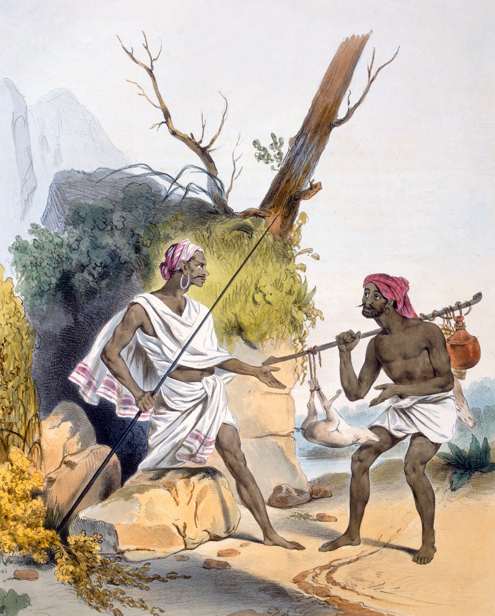 Un voleur tendant une embuscade à un passant, 1827-35 - M.E. Burnouf