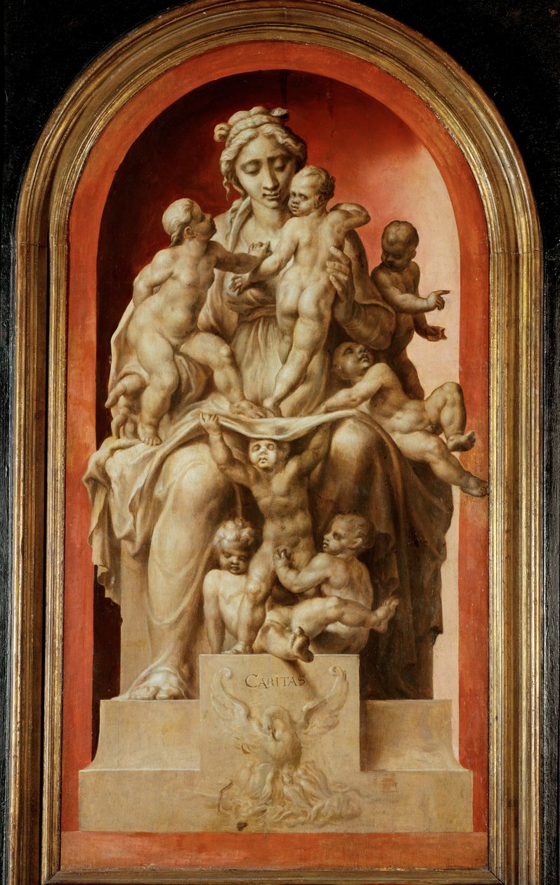 Caritas. Grisaille, oak … - Maerten van Heemskerck