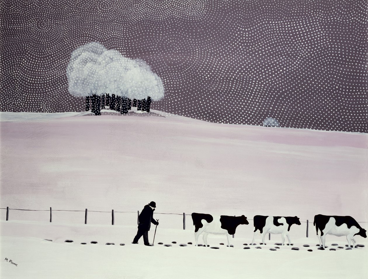 Vaches dans une tempête de neige - Maggie Rowe