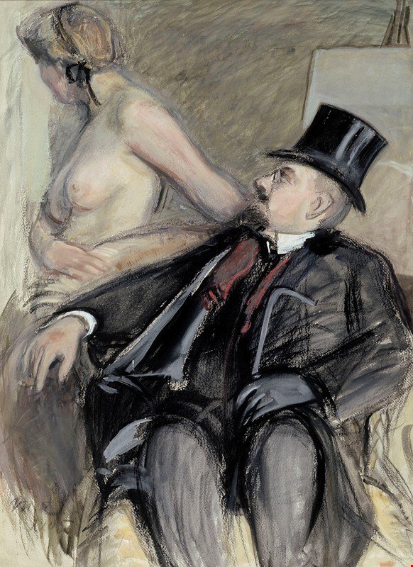 Arne Cederholm avec un modèle - Magnus Enckell