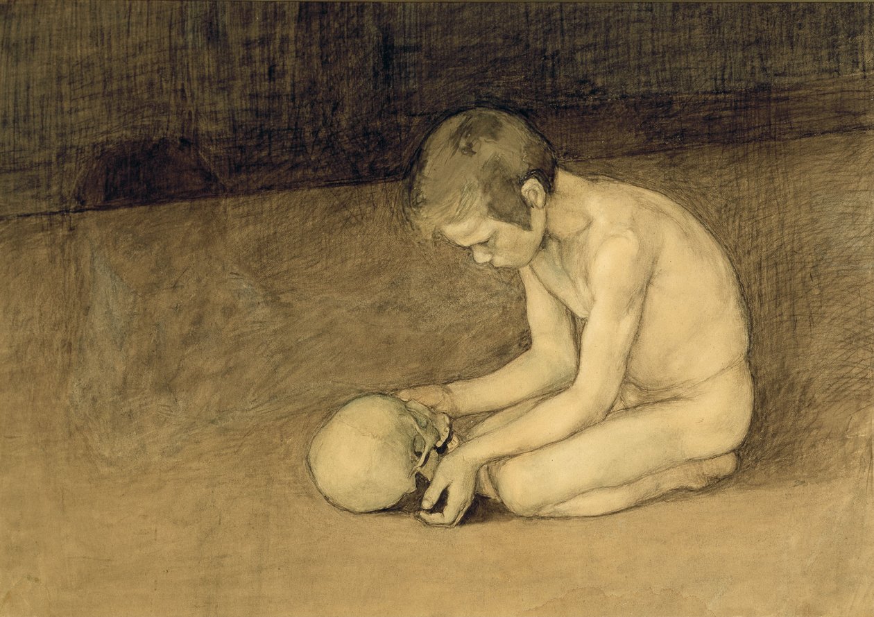 Garçon avec un crâne - Magnus Enckell