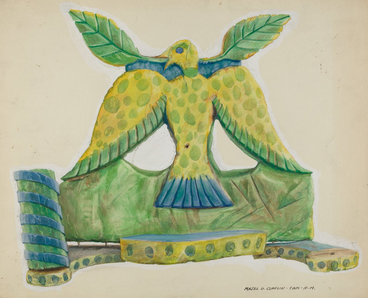 Applique en bois peint, vers 1939 - Majel G. Claflin