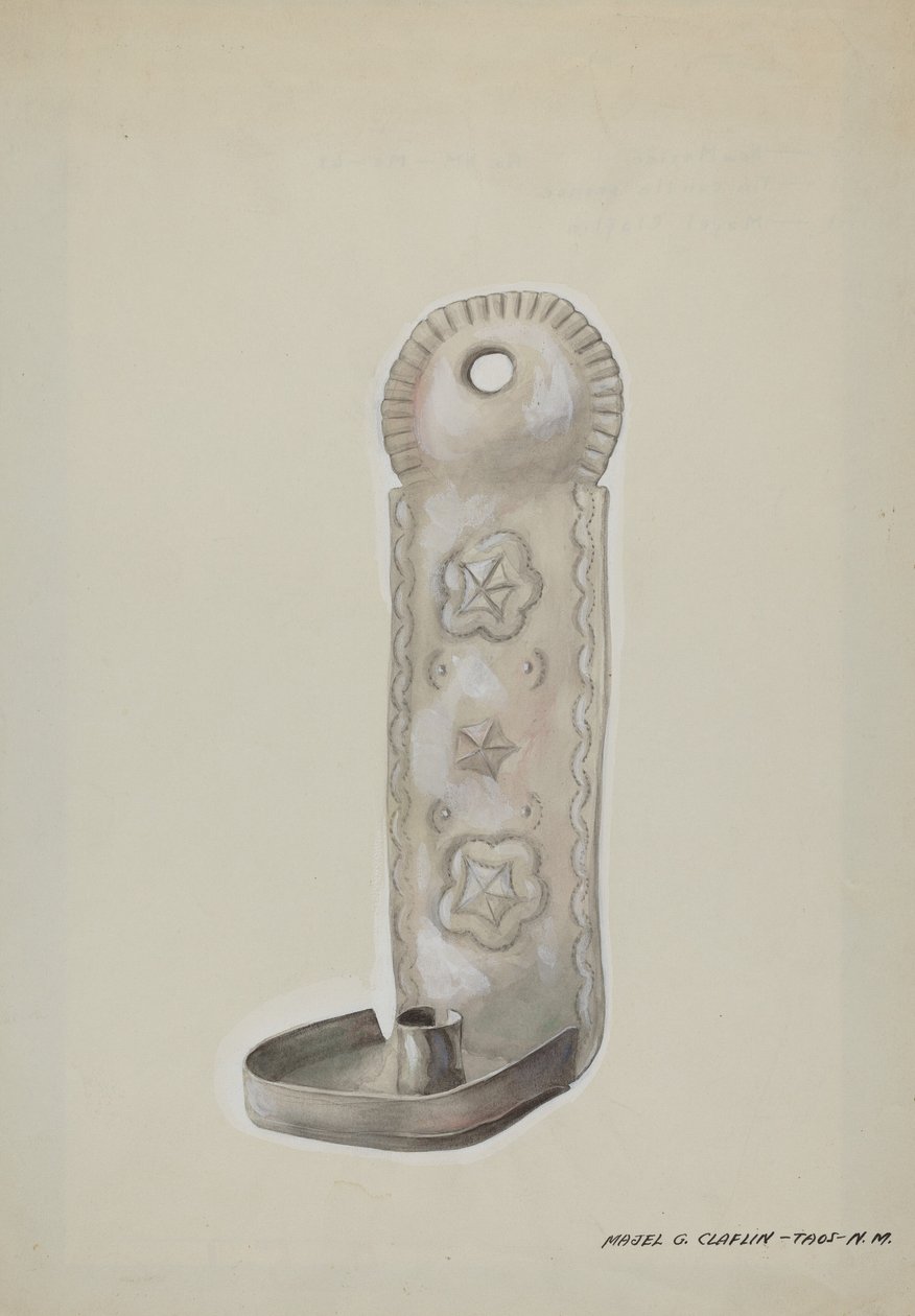 Applique à bougie en étain, c. 1937 - Majel G. Claflin