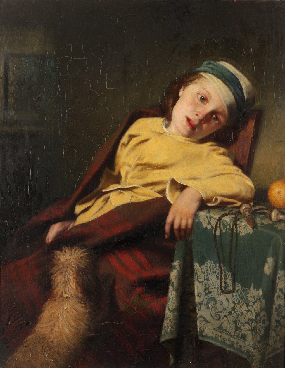 Enfant malade avec chien, 1857 - Malcom Steward