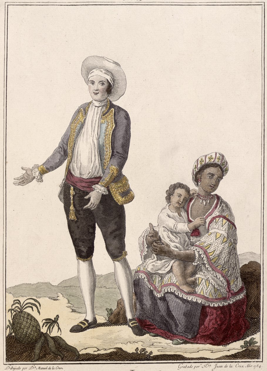 Un Espagnol et sa femme indienne, gravé par Juan de la Cruz, 1784 - Manuel de la Cruz y Cano