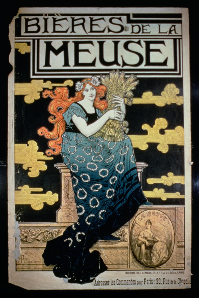 Affiche publicitaire pour les bières La Meuse - Marc Auguste Bastard