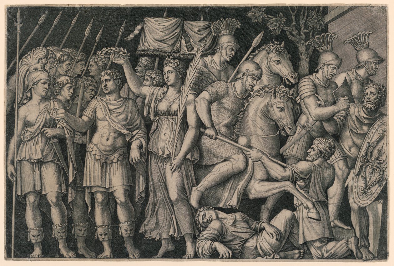 Trajan couronné par la Victoire - Marc Antonio Raimondi
