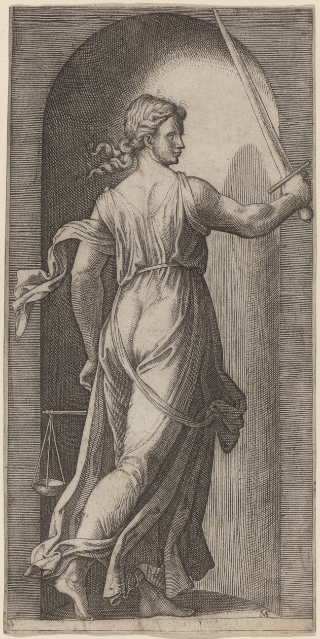 Justice - Marcantonio Raimondi after Raphael